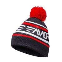 Шапка Favorite з помпоном Black-Red біле лого Фотографія