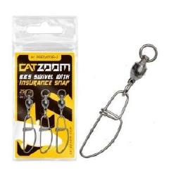 Карабін з вертлюгом для оснасток на сома Catzoom №8 250lb 73мм 3шт CZ2933 Фотографія
