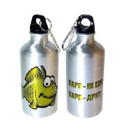 Фляга для воды 500мл металлическая с карабином фотография