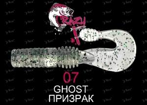 Crazy Fish Powertail 7см 5шт #07 Ghost фотография