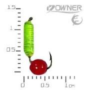 Мормышка ЧС Ручейник S 0.28г №14 Салатная UV шар красный фотография