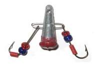 Балда на вушках з бісером 4.8 р срібло з червоним Фотографія