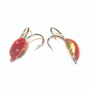 Мормышка коза флок с коронкой красная МВ фотография