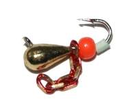 Мормышка Riga капля с цепочкой 2.5мм золото 116025с фотография