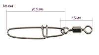 Застібки з вертлюгом Gamakatsu Hyper Strong Snap+Swivel №4*4 4шт Фотографія