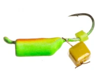 Мормышка ПМ Столбик 2.5mm 0.57g Салатово-Оранжевый+кубик сырный - фото