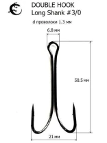 Двойник ЧС Double Hook Long Shank №3/0 4шт - фото