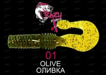 Crazy Fish Powertail 7см 5шт #01 Olive - фото