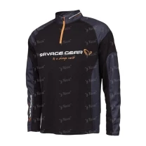 Реглан Savage Gear Tournament Gear Shirt 1/2 Zip Black Ink L - фото