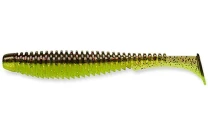 Силикон Fishup U-Shad 4.0" 203-Green Pumpkin-Flo Chartreuse 8шт - фото