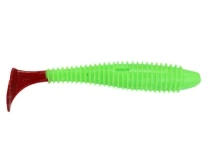 Силикон Angry Baits Fatik 3.8" Acid Green Red Tail UV 4шт фото