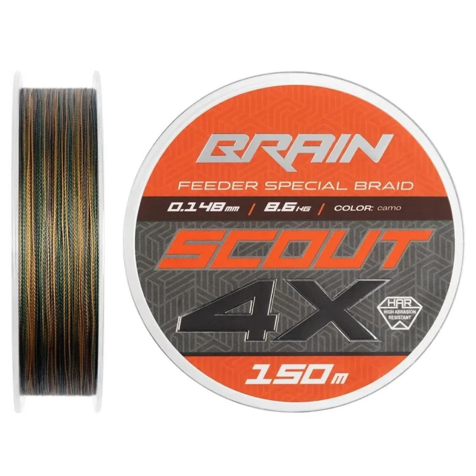 Шнур фидерный Brain Scout 4X 150m Camo 0.148mm (2026) фото