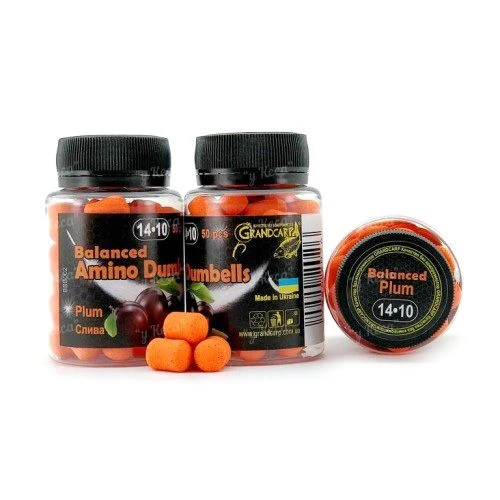 Бойли Grandcarp Balanced Amino Dumbells 50шт 14-10мм Зливу фото