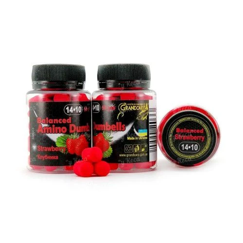 Бойлы Grandcarp Balanced Amino Dumbells 50шт 14-10мм Клубника фото