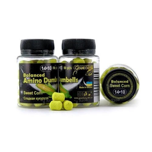 Бойлы Grandcarp Balanced Amino Dumbells 50шт 14-10мм Кукуруза фото