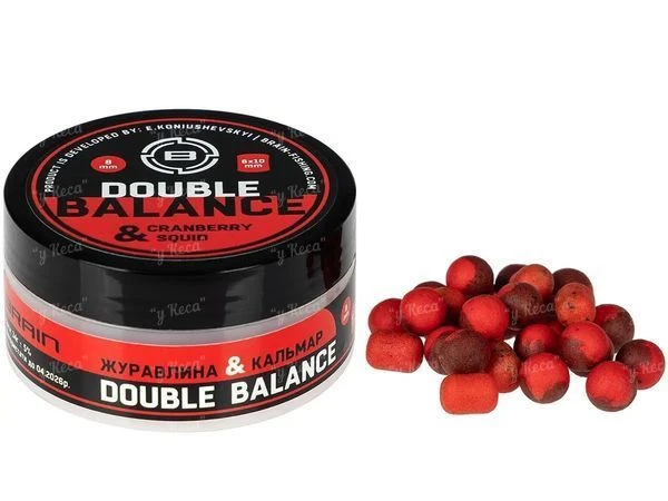 Бойлы Brain Double Balance 8+6х10mm Клюква-кальмар фото