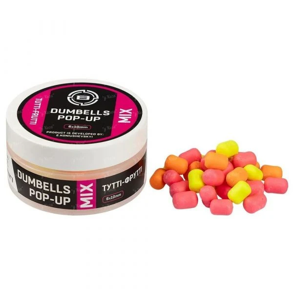 Бойлы Brain Dumbells Pop-Up Mix 34g 6*10mm Tutti-Frutti (тутти-фрутти) фото