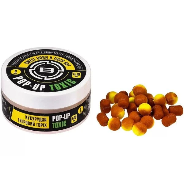 Бойлы Brain Toxic Pop-Up 10mm+8x12mm Sweet Corn-Tiger Nut (кукуруза-т.орех) фото
