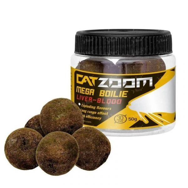 Бойлы на сома CZ Catzoom Mega Boile 50г 30мм CZ8416 Blood-liver фото