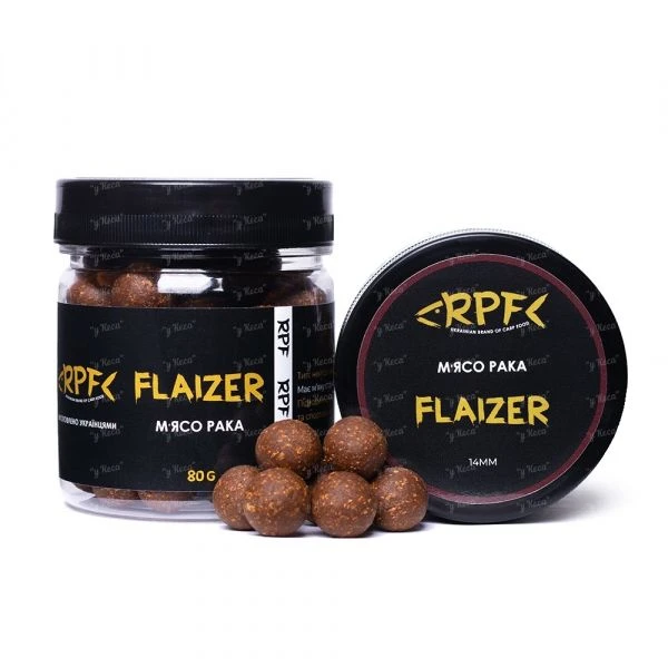 Бойлы насадочные RPF Flaizer 14мм мясо рака фото