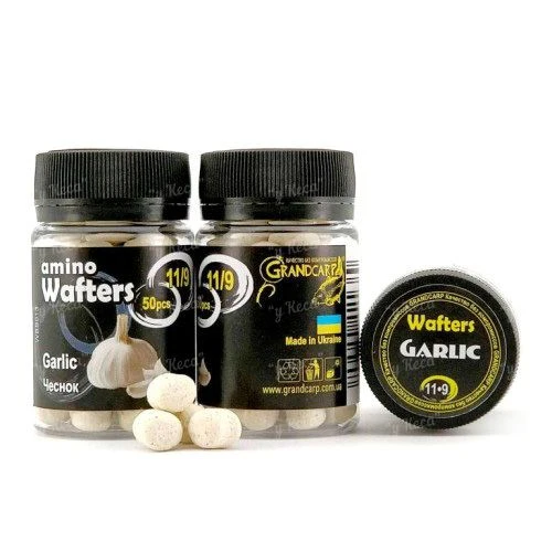 Бойлы Grandcarp нейтральные Amino Wafters 50шт 11-9мм Чеснок фото