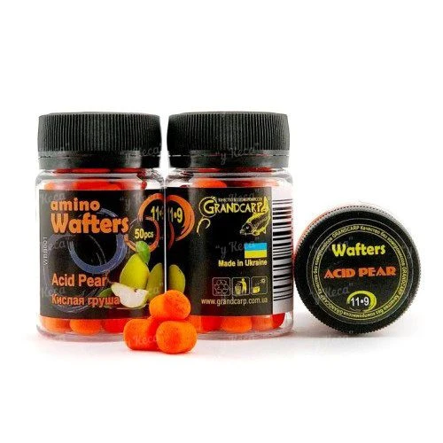 Бойлы Grandcarp нейтральные Amino Wafters 50шт 11-9мм Кислая груша фото