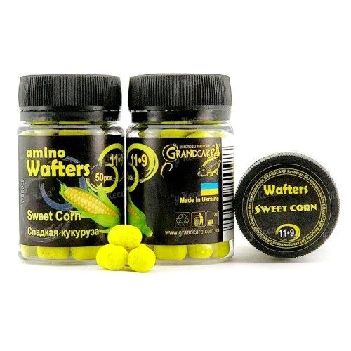 Бойлы Grandcarp нейтральные Amino Wafters 50шт 11-9мм Кукуруза фото