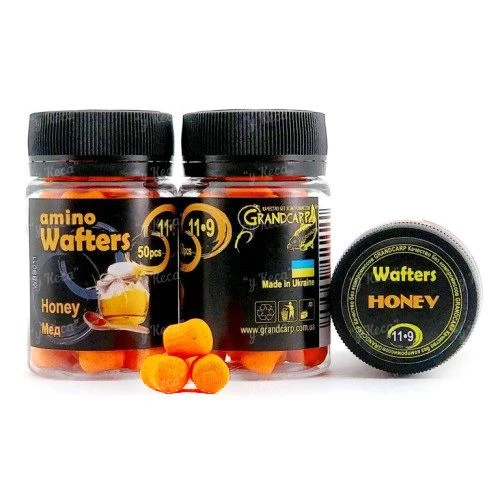 Бойлы Grandcarp нейтральные Amino Wafters 50шт 11-9мм Мед фото