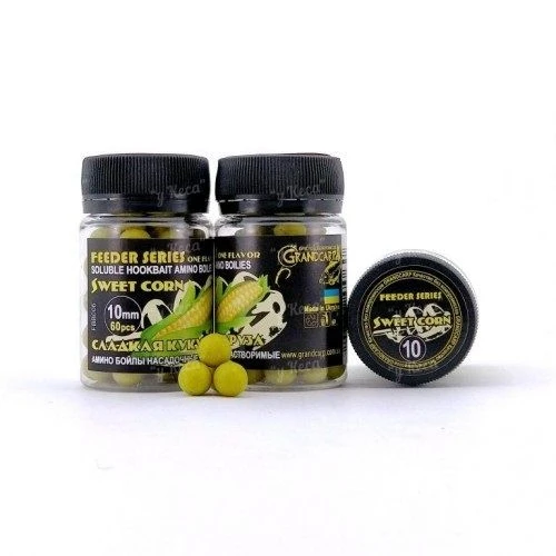 Бойлы растворимые Grandcarp Amino Feeder 10мм Кукуруза 60шт фото