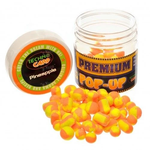 Бойлы Технокарп Pop-Up Premium 50г 10,12,10*14мм Pineapple + дип 10мл фото