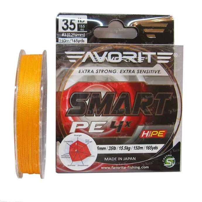 Шнур Favorite Smart PE 4x  #0.6/0.132мм 4кг оранж. фото