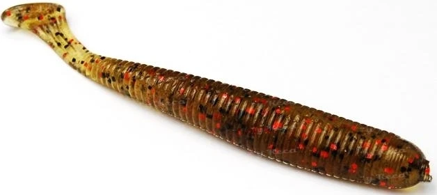 Bait Breath Fishtail Shad U30 2.8" 8шт #142 GREEN PUMPKIN/BLACK・RED фото