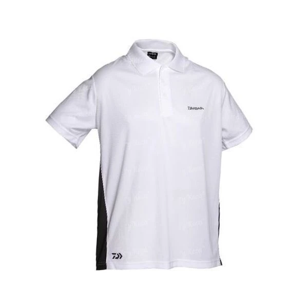 Футболка Daiwa Poloshirt бело-черная фото