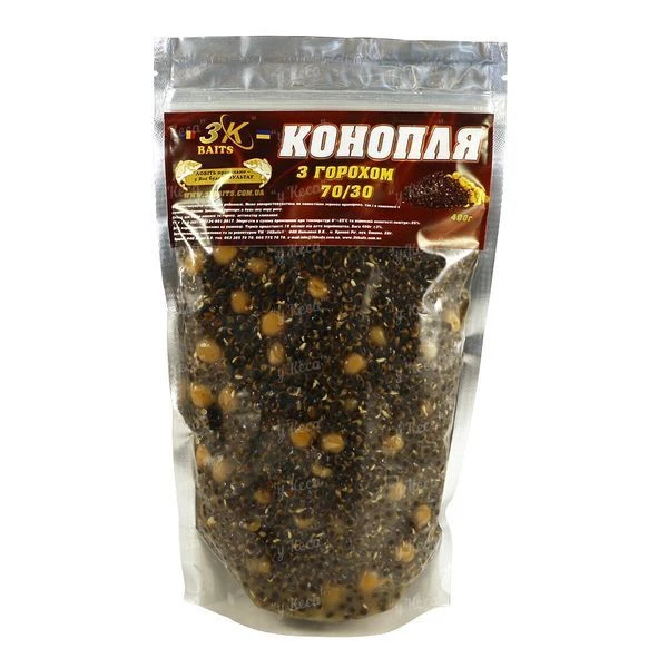 Конопля 3KBaits распаренная 800г с горохом 70/30 фото