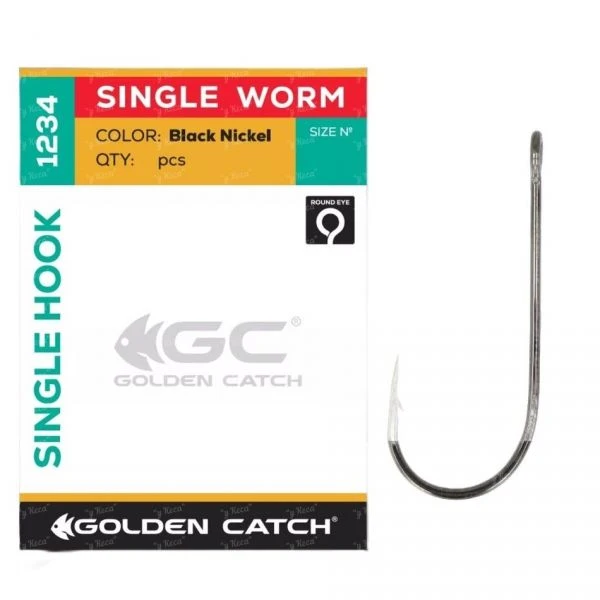 Крючки Golden Catch SIngle Worm 1234 фото