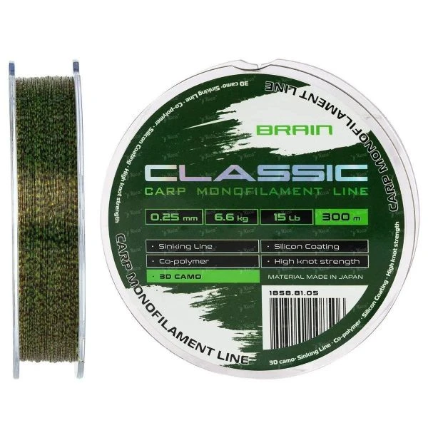 Волосінь Brain Classic Carp Line 3D camo 0.25mm 300m фото