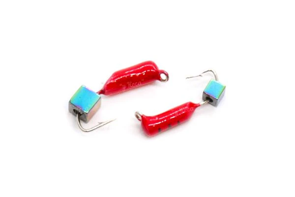 Мормишка Grifon Стовпчик з кубиком 1.5 мм G263-червоний фото