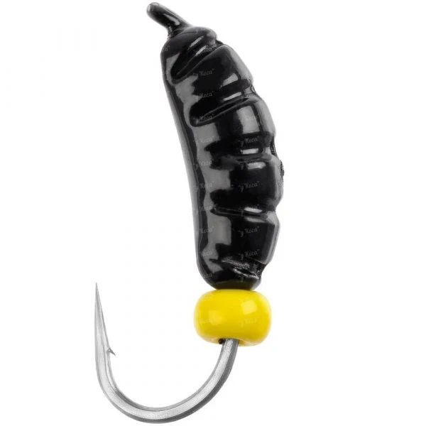 Мормишка Viking Fishing креветка 7mm 0.37g чорна намистина жовта фото