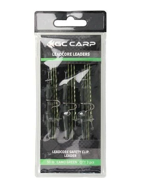 Оснащення Golden Catch Leadcore Safety Clip Leader 50lb Caмo Green 3шт фото