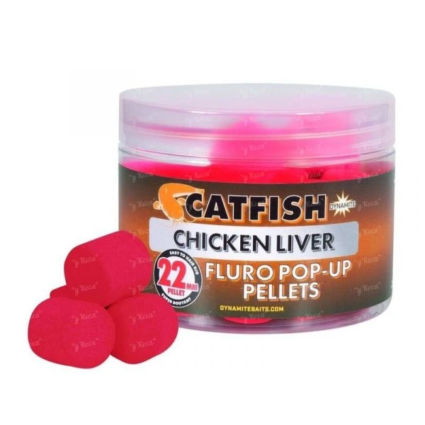 Пеллетс на сома Dynamite Catfish 22mm Chicken Liver Fluro Pop-Up Pellets DY868 фото
