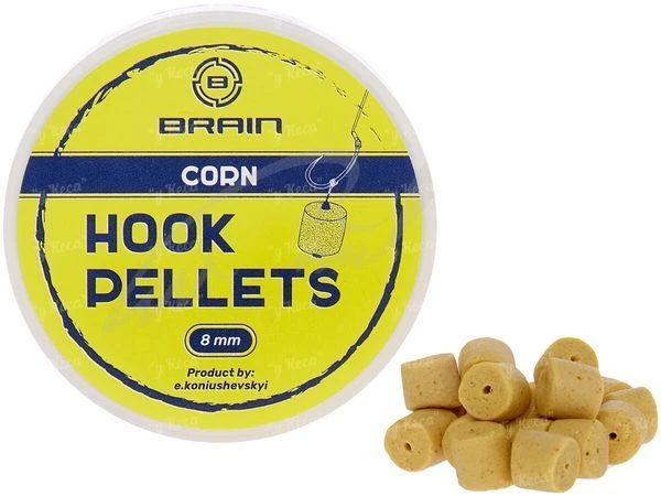 Пеллетс насадочный Brain 70г 12мм Hook Pellets Corn (кукуруза) фото