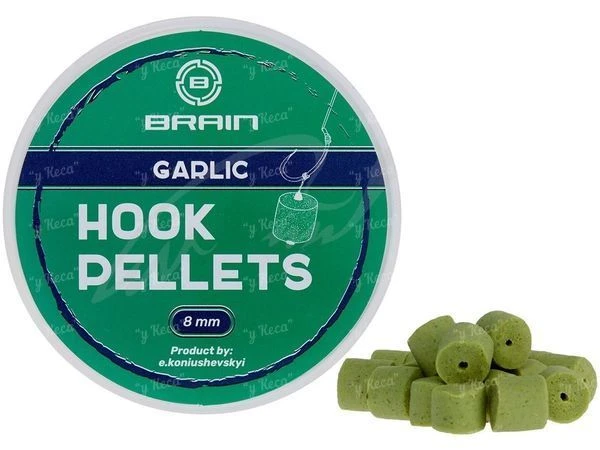 Пеллетс насадочный Brain 70г 12мм Hook Pellets Garlic (чеснок) фото