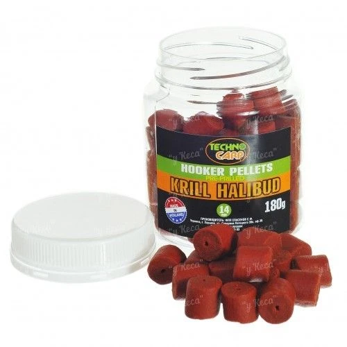 Пеллетс насадочный Технокарп Hooker Pellets 8мм Krill Halibut 170г фото