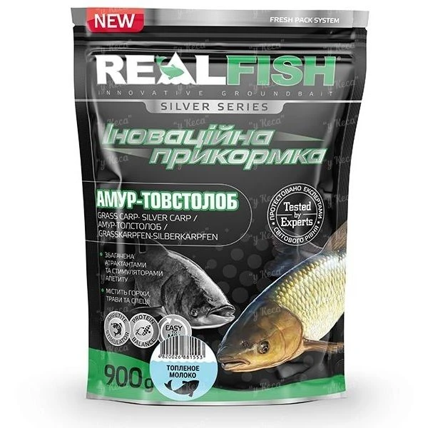 Прикормка RealFish Амур-Толстолоб топленое молоко 1кг фото