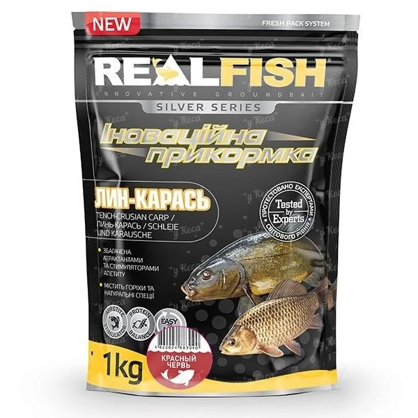 Прикормка RealFish Лин-Карась Червоний хробак 1кг фото