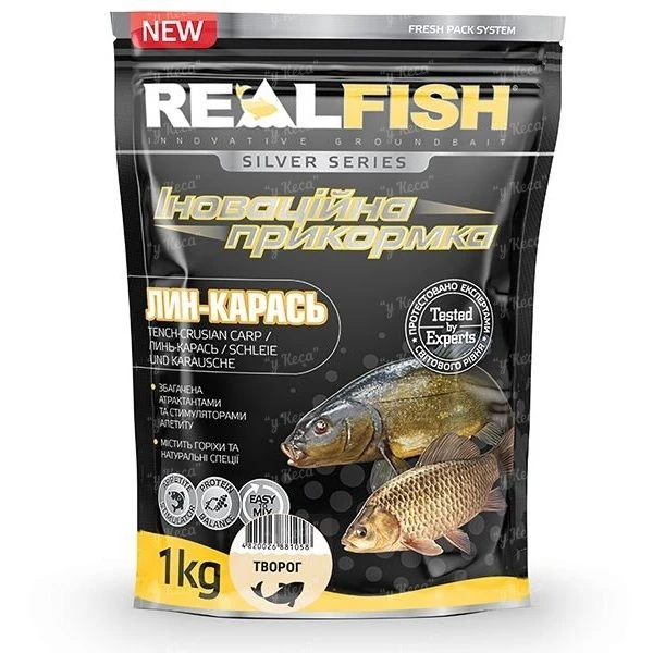 Прикормка RealFish Линь-карась Творог 1кг фото