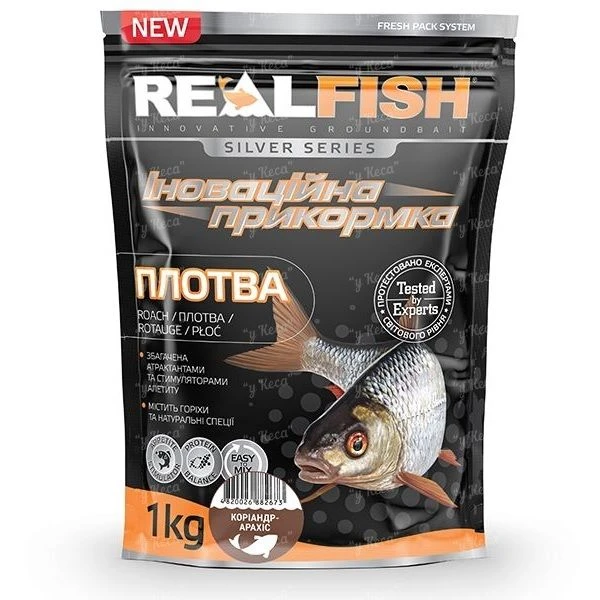 Прикормка RealFish Плотва Кориандр-Арахис 1кг  фото
