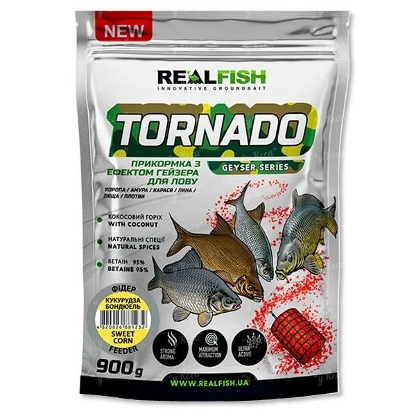 Прикормка RealFish Tornado 900г Карп Тигровый орех- кукуруза фото