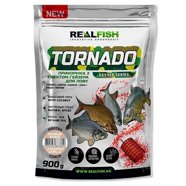 Прикормка RealFish Tornado 900г Плотва Ваниль фото