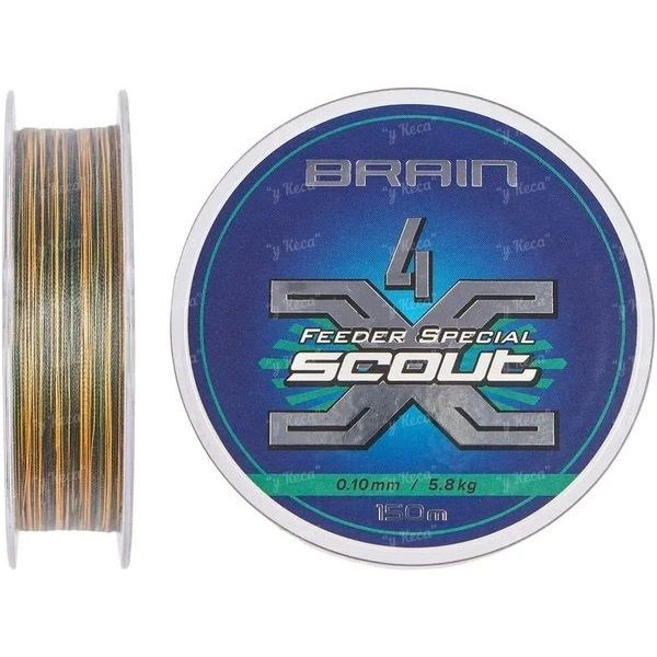 Шнур фідерний Brain Scout 4X 150m Camo green 0.128mm фото